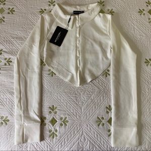 Button front open back crop top